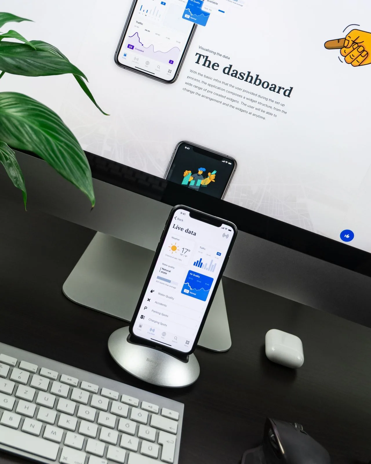 Mobile app dashboard on a phone